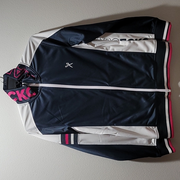 COPY - MARC ECKO CUT & SEW ZIP UP TRACK JACKET NAVY HOT PINK ATHLEISURE MENS … - Picture 1 of 16